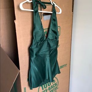 J. Crew Green Silk Halter Top